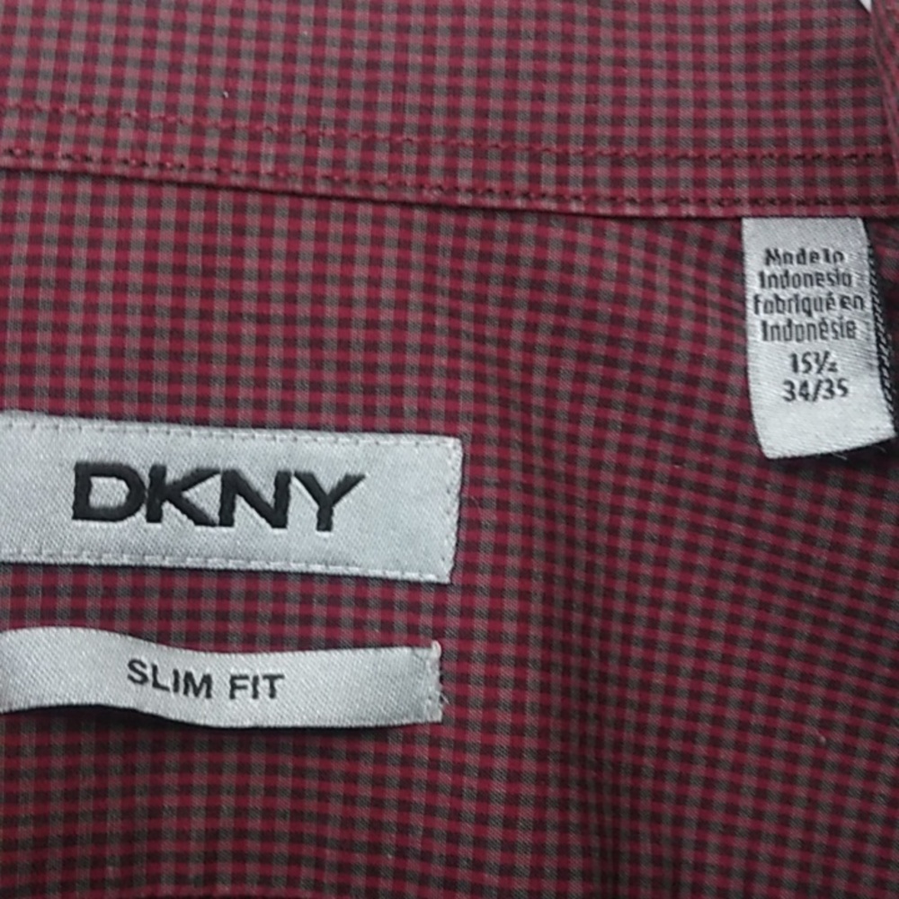 DKNY Slim Fit Dress Shirt, Burgundy, 15-1/2 / 34-35 - Picture 2 of 7